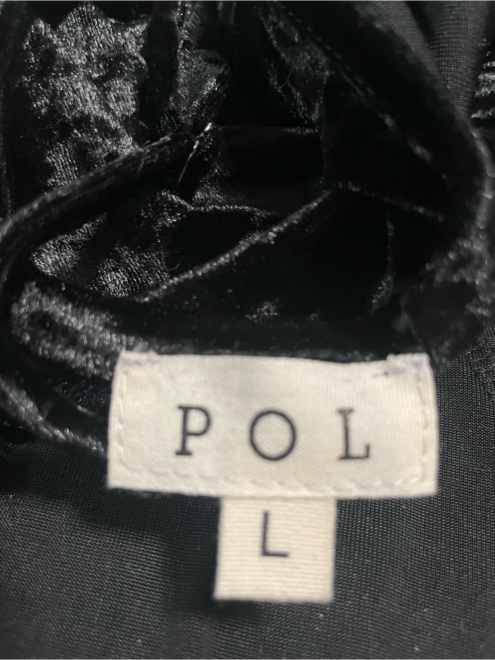 POL Large Black Crushed Velvet Strappy Side V Neck Handkerchief Hem Tank Top - Picture 7 of 8